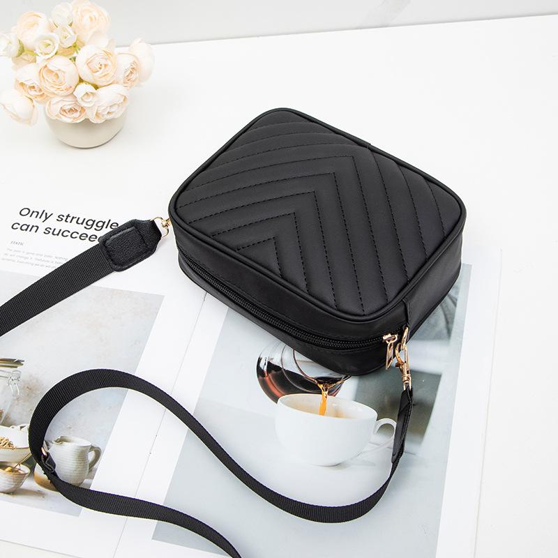 Double Bag Fashionable and Simple V Embroidered Small Square Bag 2025 Spring and Summer New Two-piece Set Personalized Matching Mini Change Bag