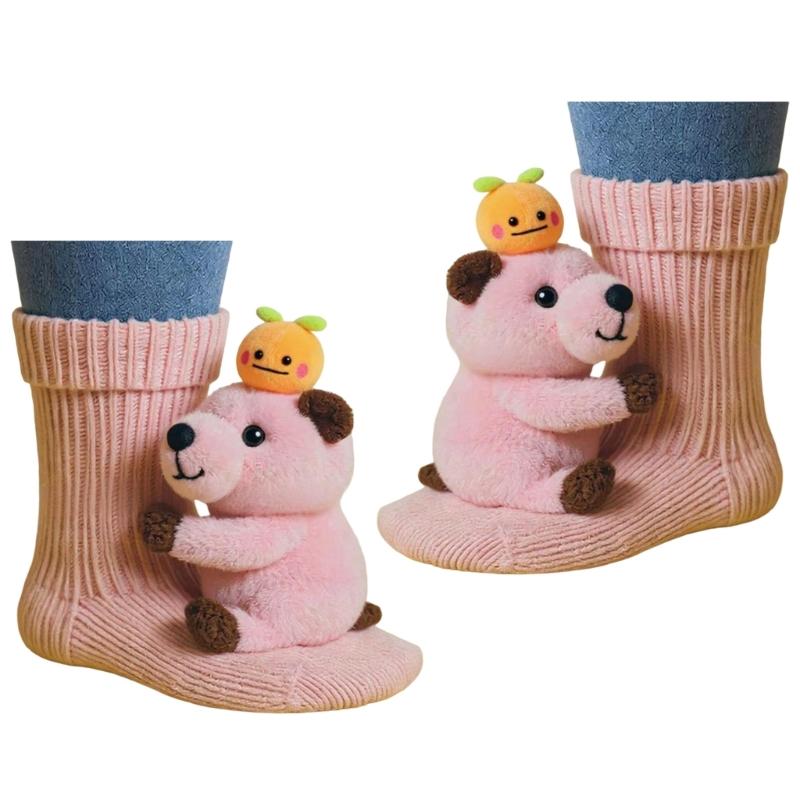 

3D Knits Animal Socks,Plush Animals Hug Socks,Funny Novelties Winter Warm Hand Crocheted Socks Christmas Gifts Women