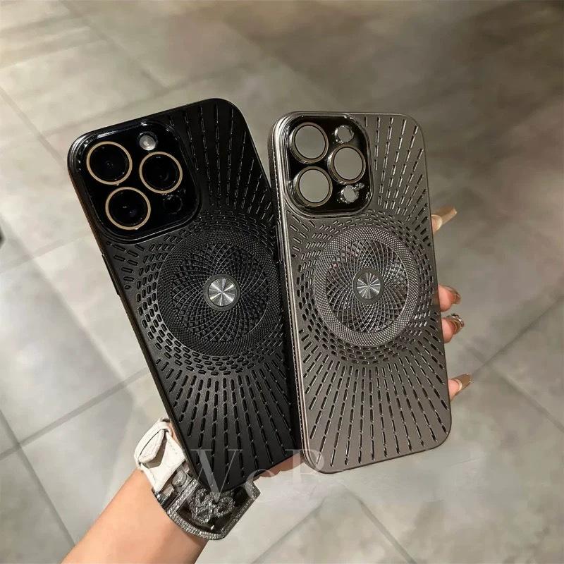 IPhone 16 Ice Sensing Heat Dissipation and Breathable Magnetic Sucking Mobile Phone Case Apple 15 with Lens Film Anti Fall Protection Case 14
