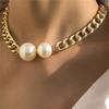 Niche Personality Imitation Pearl Necklace Clavicle Chain Women'S Jewelry Trend Geometric Thick Chain Simple Necklace