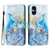 Ozeanfarbener Marmor Luxus Bemaltes Lederetui Brieftasche Buchstil Hülle für Sony Xperia 5 IV / 10 IV ,Xperia 1 V / 5 V / 10 V,Xperia 1 VI,5 VI,10 VI.