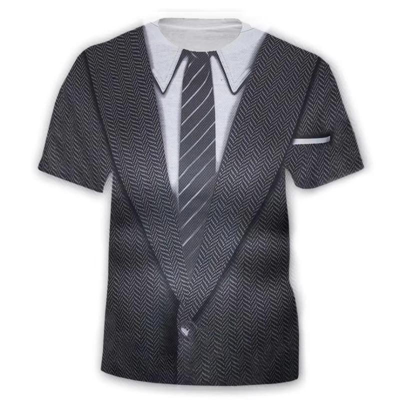 T-shirt con Stampa 3D a Righe, Collo Tondo, Maniche Corte, Moda Divertente, Nuove T-shirt Estive