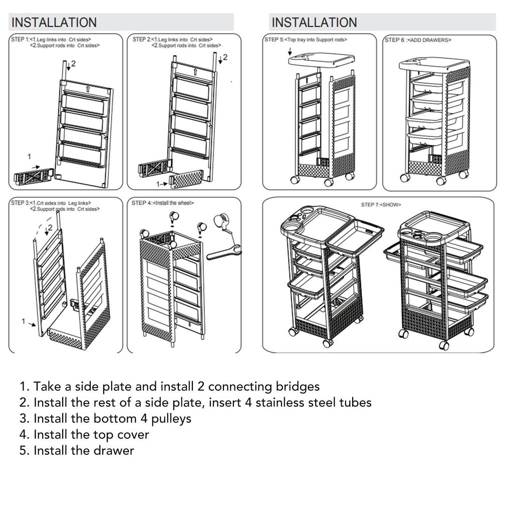 Salon Trolley Cart Professional Multi Layer Removable Hair Salon Stations for Barber Shop