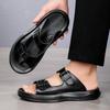 Fashion Casual Beach Slipper Outdoor Male Home Flip Flops Mens Slip On Flats Mans Slippers Leather Walking Shoes Men's Summer Half Drag