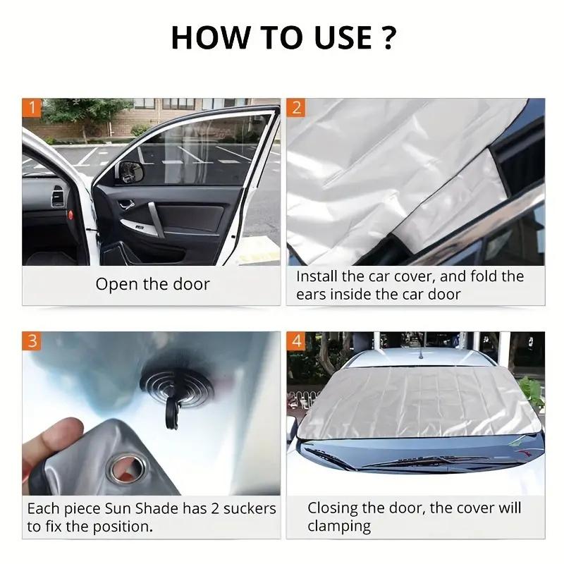 2Pcs Car Windshield Protector Car Exterior Protection Prevent Snow Ice Sun Shade Dust Frost Freezing Snow Windshield Cover