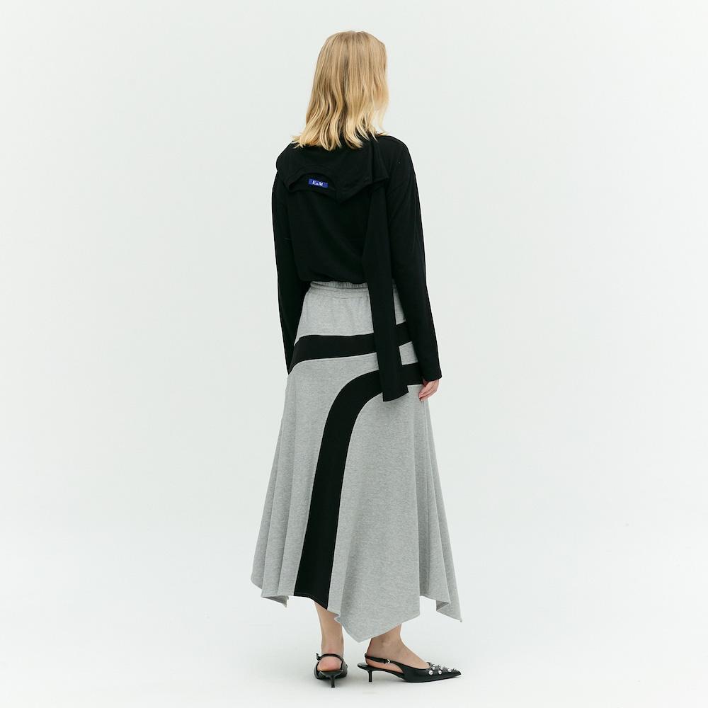 Ibiem Cutout Contrast Flare Skirt Emp9Wsk100