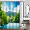 Scenic Lake Shower Curtain - Lush Forest & Clear Water Theme For Bathroom Decor, Adds Nature'S Tranquility And Beauty