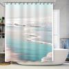Rideau de douche Océan Vague Côtière Imperméable Décor de salle de bain Thème Plage Toile de fond Paysage Marin Impression Artistique Bleu Vert Maison