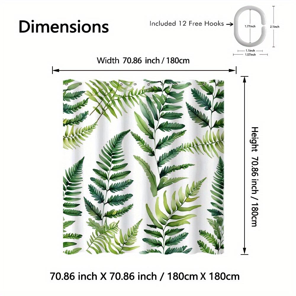 1pc Green Leaf Shower Curtain High Quality Polyester Fabric Vintage Country Style Waterproof Bathroom Decor Easy to Wash