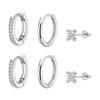 3 piece set Women's Hypoallergenic 14K Gold Plated Zircon Stud Earrings for Women Cartilage Multiple Ear Piercing Jewelry Gifts
