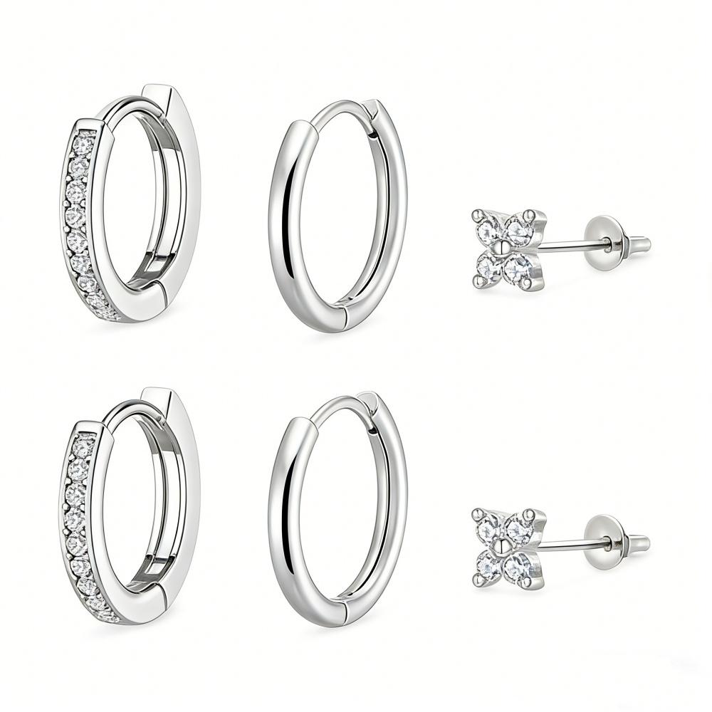 3 piece set Women's Hypoallergenic 14K Gold Plated Zircon Stud Earrings for Women Cartilage Multiple Ear Piercing Jewelry Gifts