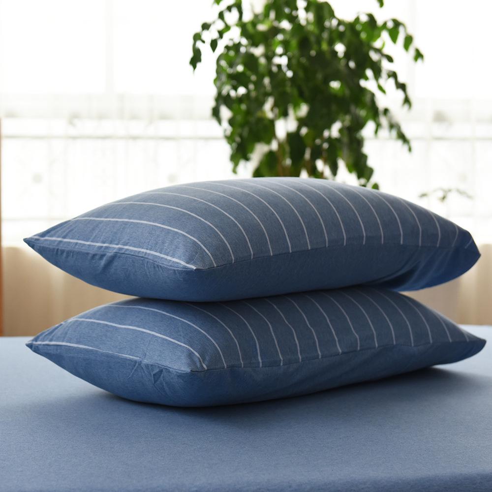 Pure Cotton Jersey Striped Bedding Set: Pillowcase, Duvet Cover, Fitted Sheet - Ideal for Dorms