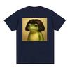 Funny Frog Face with Bob Haircut Meme T Shirt Men Women Fashion Humor Short Sleeve T-shirts Vintage 90s Casual Oversized T-shirt