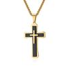 Vergoldete Edelstahl-Doppelkreuz-Anhänger-Halskette – Religiöser Schmuck für Herren Glaubensgeschenk für Ihn