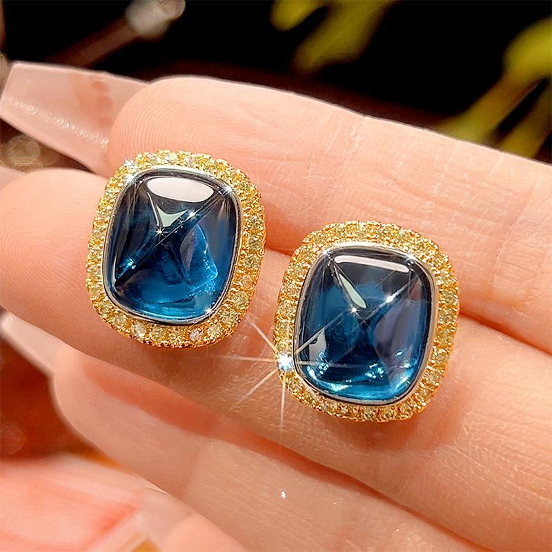 Autumn And Winter Jewelry Simulation Blue Spinel Sugar Tower Retro Jewelry Set 12 * 16-10 * 12