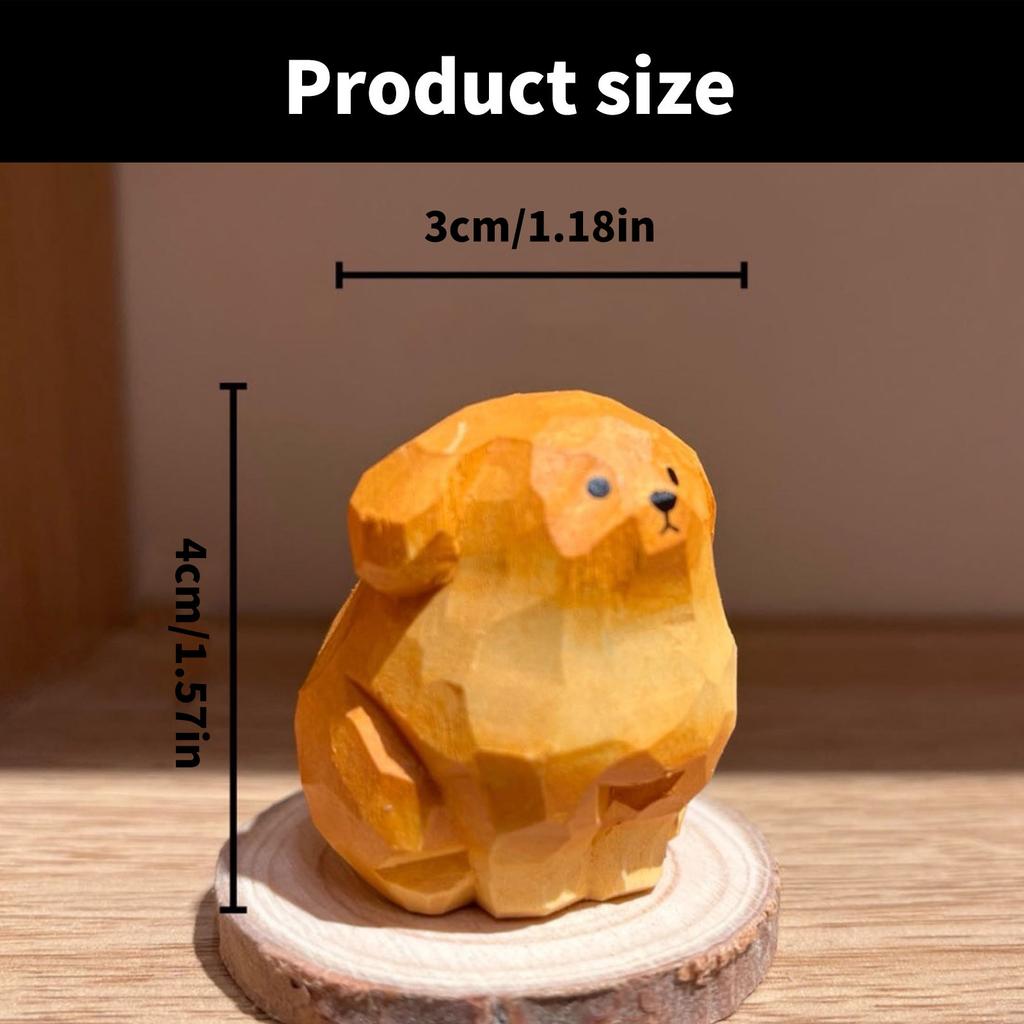 Holzgeschnitzte Golden Retriever Miniatur-Figur Ornament Tierfigur für Wohnzimmer oder Büro-Tischdekoration