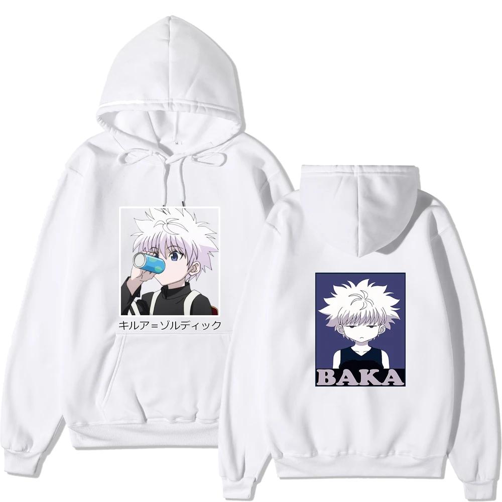 Japanese Anime Funny Killua Eyes Killua HxH Hoodies 2021 Winter Japan Style Hunter X Hunter Sweatshirts Streetwear for Women/men