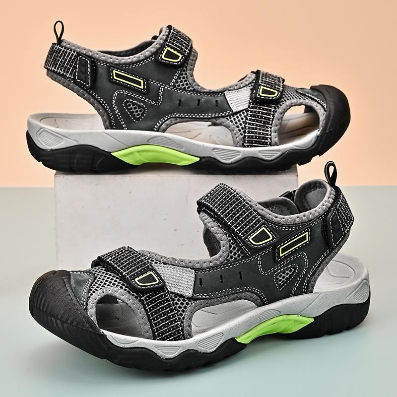 

Мужские сандалии с нескользящей резиновой подошвой, высококачественные, повседневные, для походов, для воды, сетчатые, кожаные, для пляжа, дышащие, для лета, для активного отдыха, для пешего туризма, мягкие 48 серый