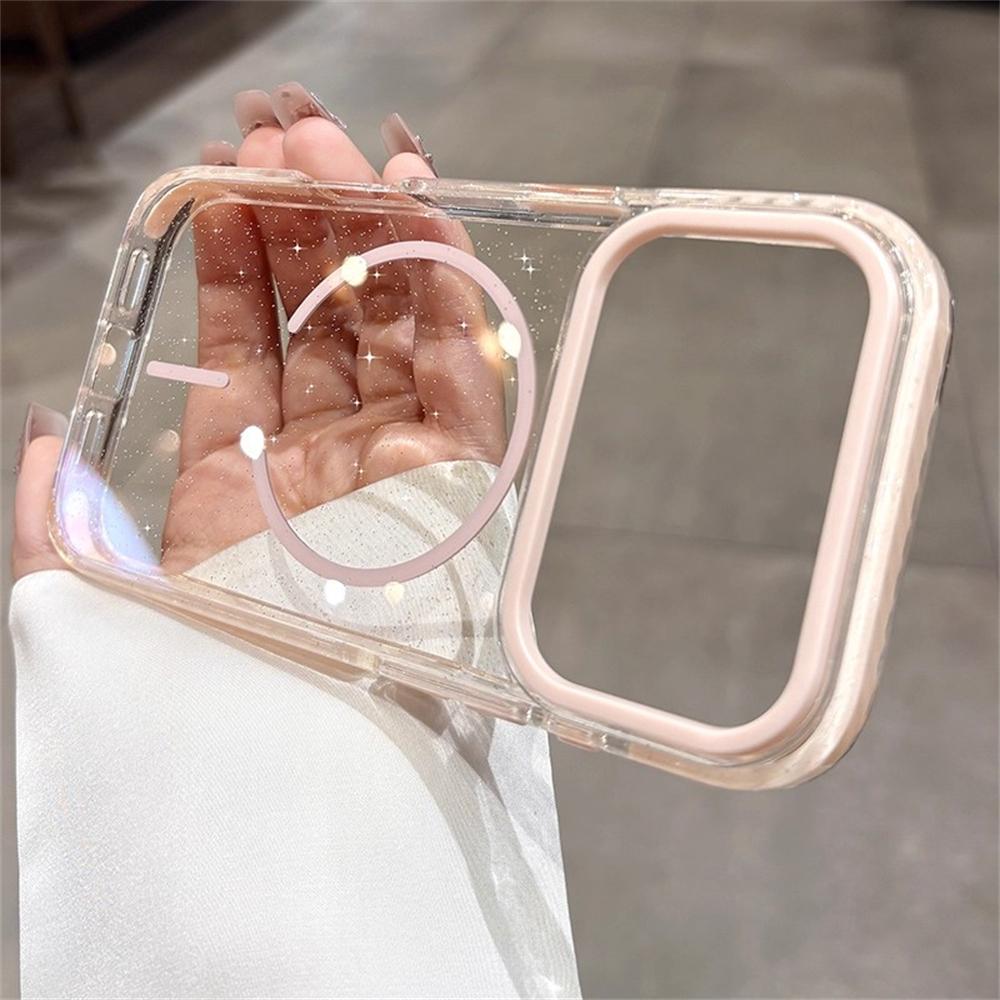 Luxury Glitter Clear For Magsafe Wireless Charge Case for iPhone 17 16 15 14 Plus 13 12 Pro Max Plus Air Shockproof TPU Cover