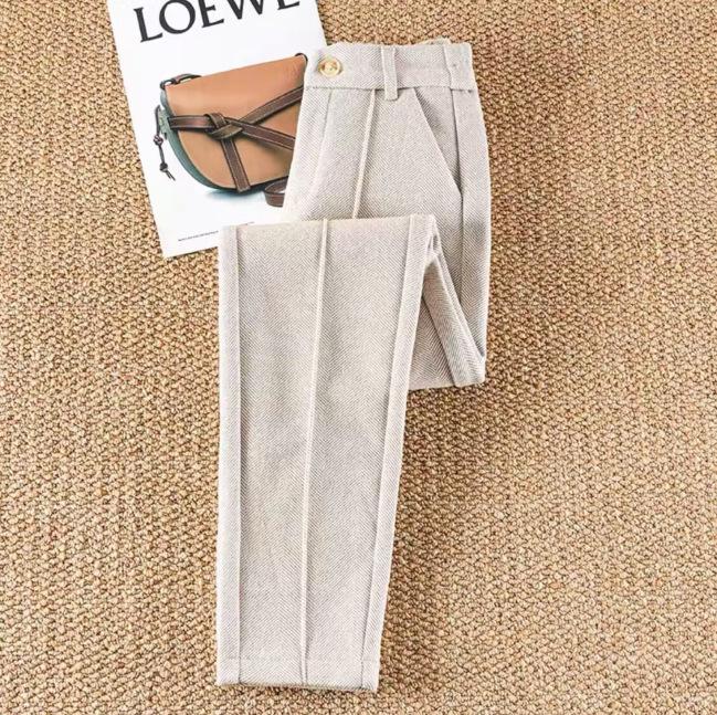 Women s High-Waist Woolen Harem Pants for Fall & Winter XL абрикосовый