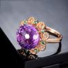 Purple Amethyst Colorful Gemstone Ring 14k Rose Gold Plated Hollow Out Engagement Ring for Women