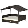 Zatte Outdoor Rattan Hundehütte mit Kissen, Braun, 98 x 69 x 73 cm