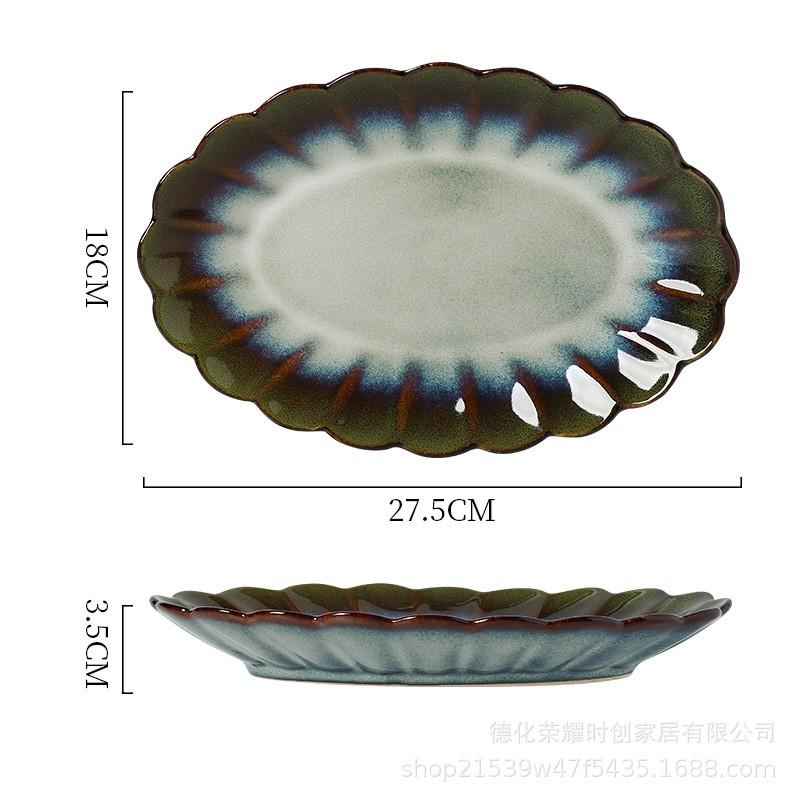 Japanese Retro Ceramic Dinnerware Set Handmade Glazed Stoneware Bowls Plates Home Dining Tableware