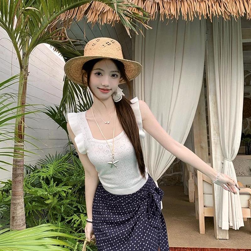 Women's Summer Hand-Woven Hollow Lafite Straw Hat Flat Top Wide Brim Sun Hat Outdoor Travel UV Protection Foldable Beach Visor