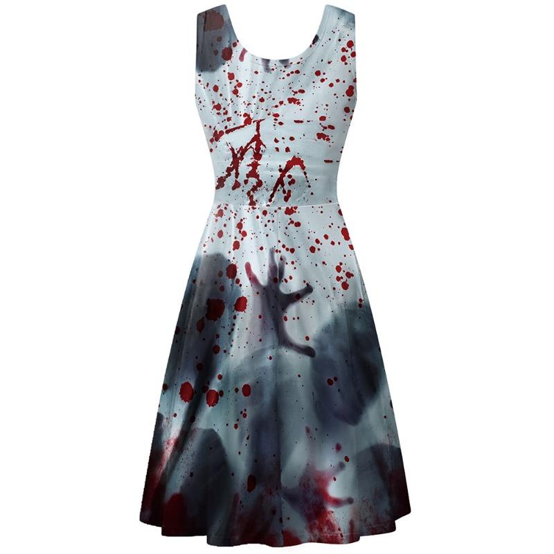Halloween tight women's dress new imitation sequin digital printing sleeveless vest skirt children