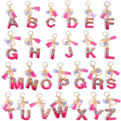 1PC Sequin  Pendant  Keyring  Women  Car  Handbag  Accessories  Gift Decoration Cute Letter Keychain