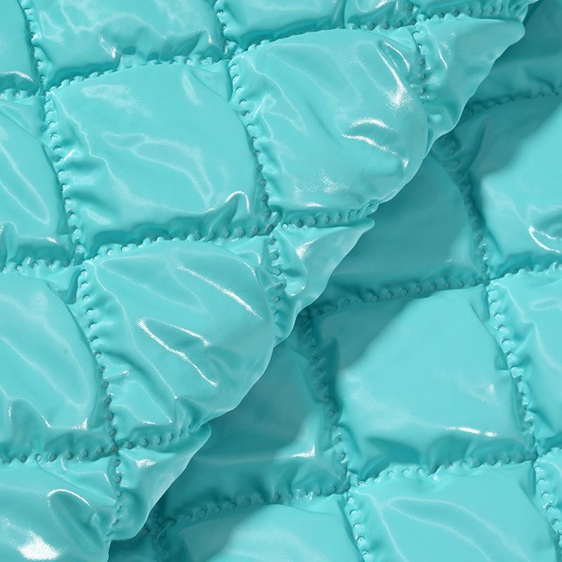 Ultrasonic Quilted Wireless Fabric Plaid Down Jacket PU Handbag Leather Fabric