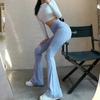 Solid Hot Y2K Woman Pants Aesthetic Fashion Streetwear Women Clothes Slim High Waist Sexy Bell Bottom Long Flare Tights