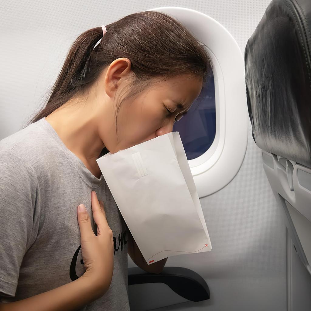 POPETPOP Disposable Vomit Bags, Portable Vomit Bags, for Airplane & Travel Sickness, Morning Sickness, and Pregnancy, 25-Pack
