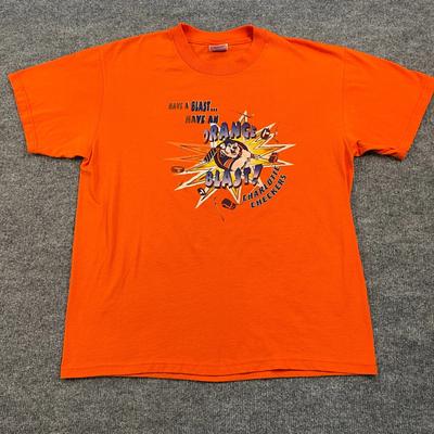 Vintage Y2K Charlotte Checkers Minor League Hockey Shirt Large 21x27 Orange