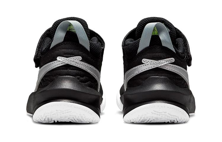 Nike Team Hustle D 10 Slip Resistant Cushioning Abrasion Resistant Low Top Children's Basketball Shoes Black White CW6736-004