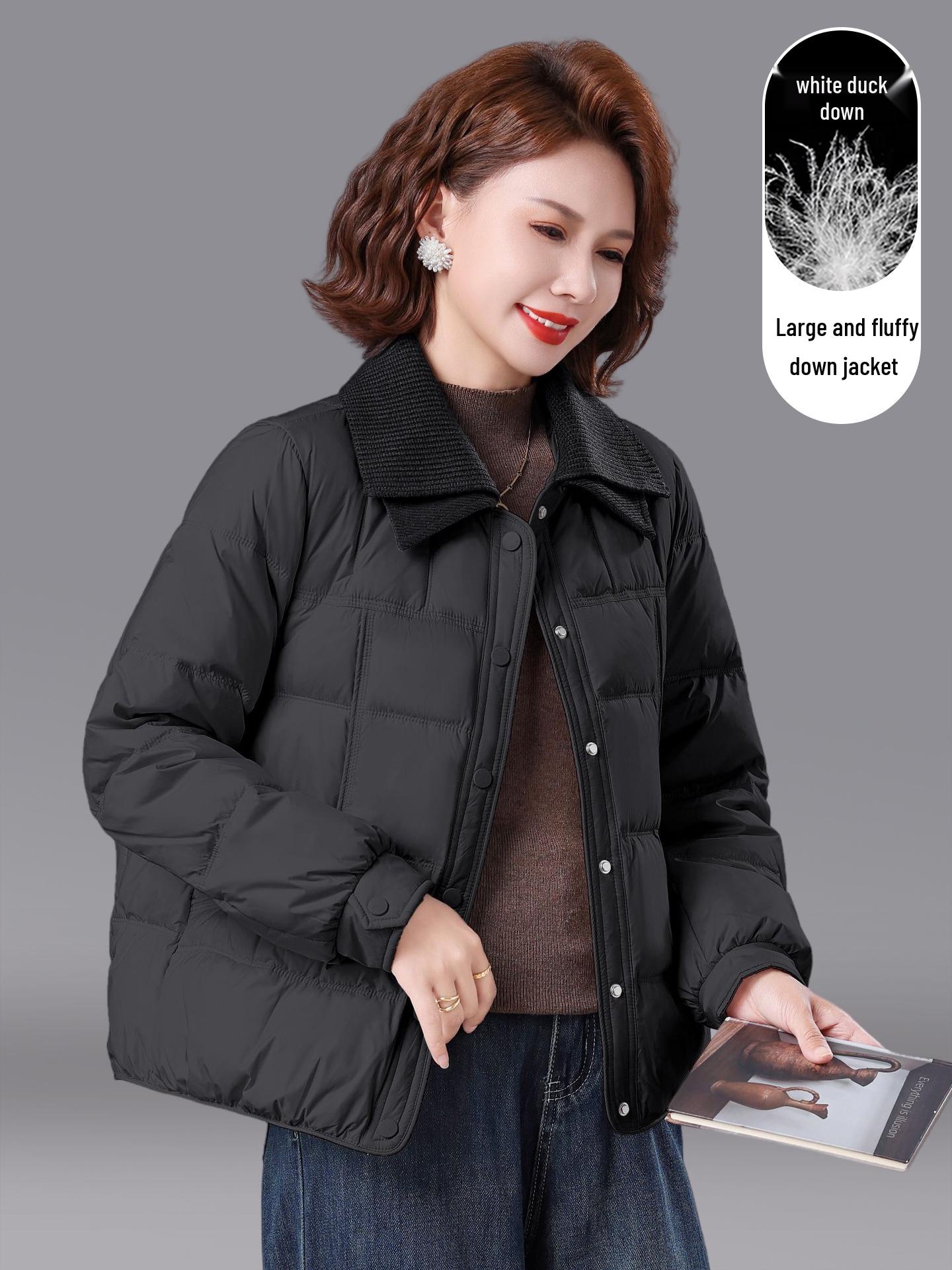 

LOMON Теплый белый пуховик на утином пуху для мам и пожилых женщин - Модная куртка для женщин среднего возраста 2025 XXXL чёрный