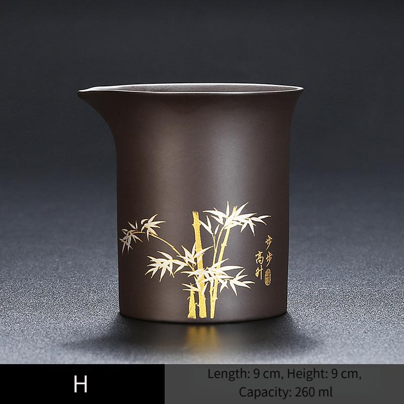 Purple Clay Gongdao Cup with Gold Trimming Ceramic Gong Cup Even Cup Kung Fu Tea Set Tea Sea Tea Divider Tea Strainer Accessories