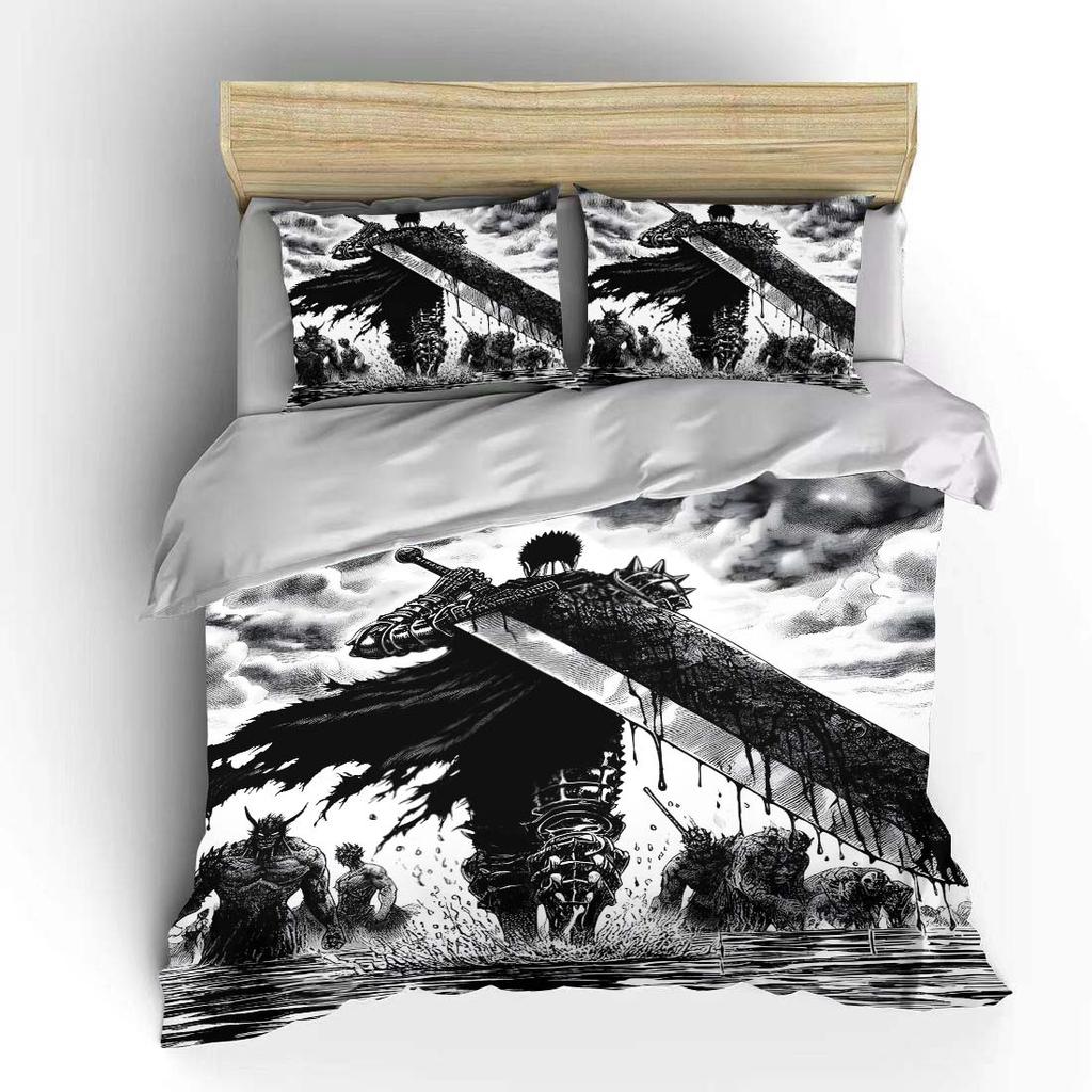 Black-armored warrior wielding a greatsword Print Bedding Set 1Duvet Cover 2Pillowcases for Adult Children Luxury Gift Full Size