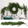Green Christmas Pine Wreath Fireplace Decoration Cedar Greenery Rattan  Festival Ornament