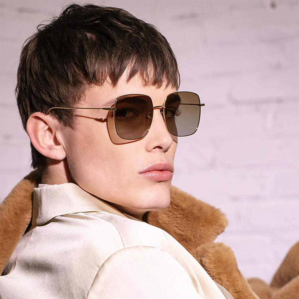 LumiSyne Polarized Sunglasses for Men and Fashionable Color Gradient Retro Square Metal UV400 Eyewear for Outdoor and Perfect Gift Women, Lenses,