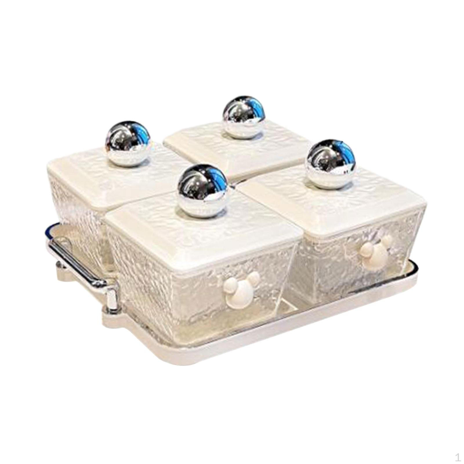 

Разделенные сервировочные миски, поднос для закусок, съемные миски для закусок с сухофруктами и крышками для 4 Compartment