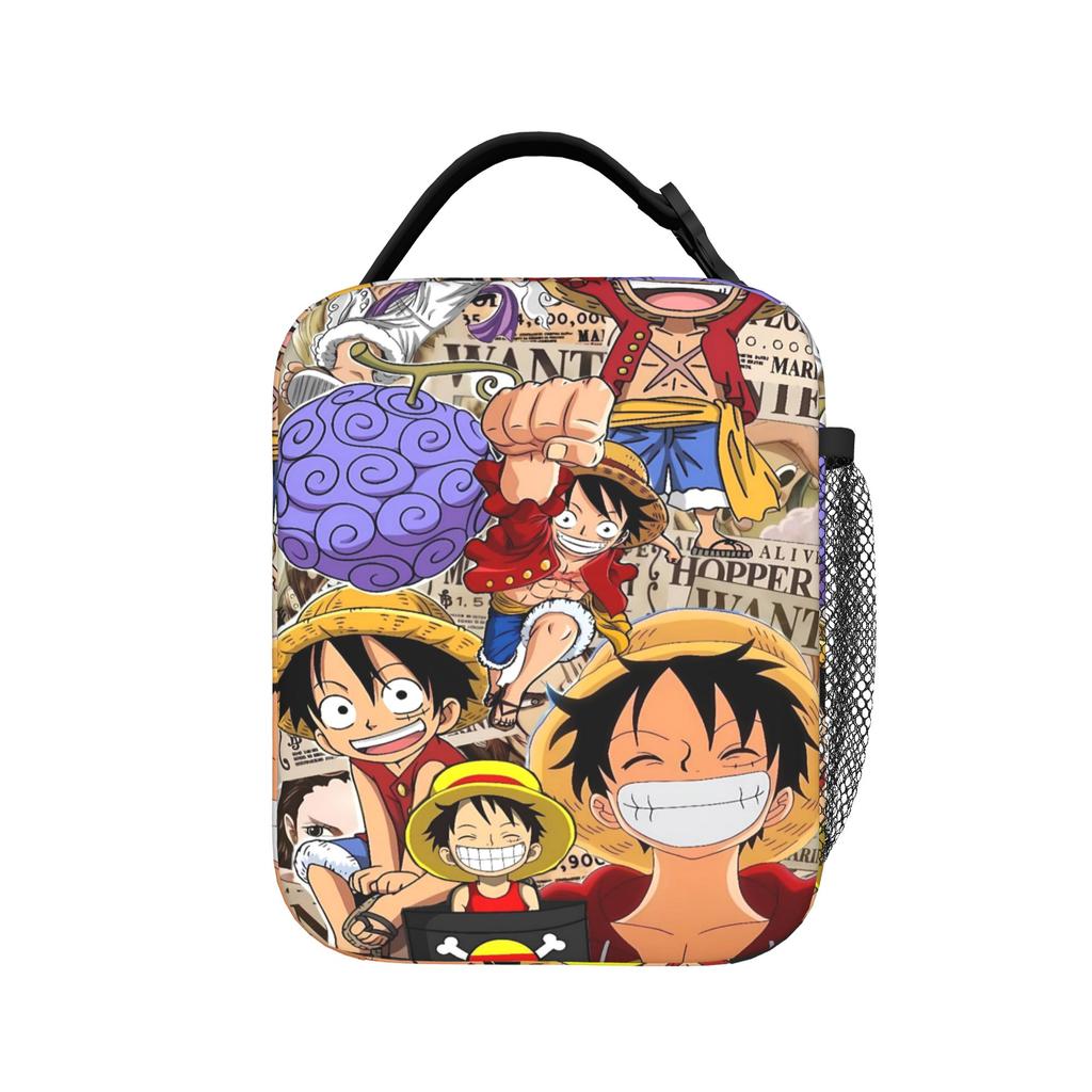 Colorful Chibi Straw Hat One Piece Lunch Bag  Lunch Box For Men  Fashion Designer Thermal Lunch Bags Portable Zipper Cooler Bag