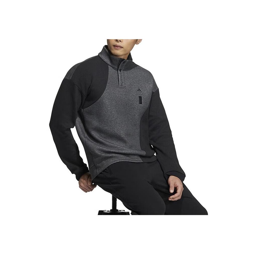 Adidas Colorblock Stand Collar Long Sleeve Sweatshirt Men Tops Black HY5847