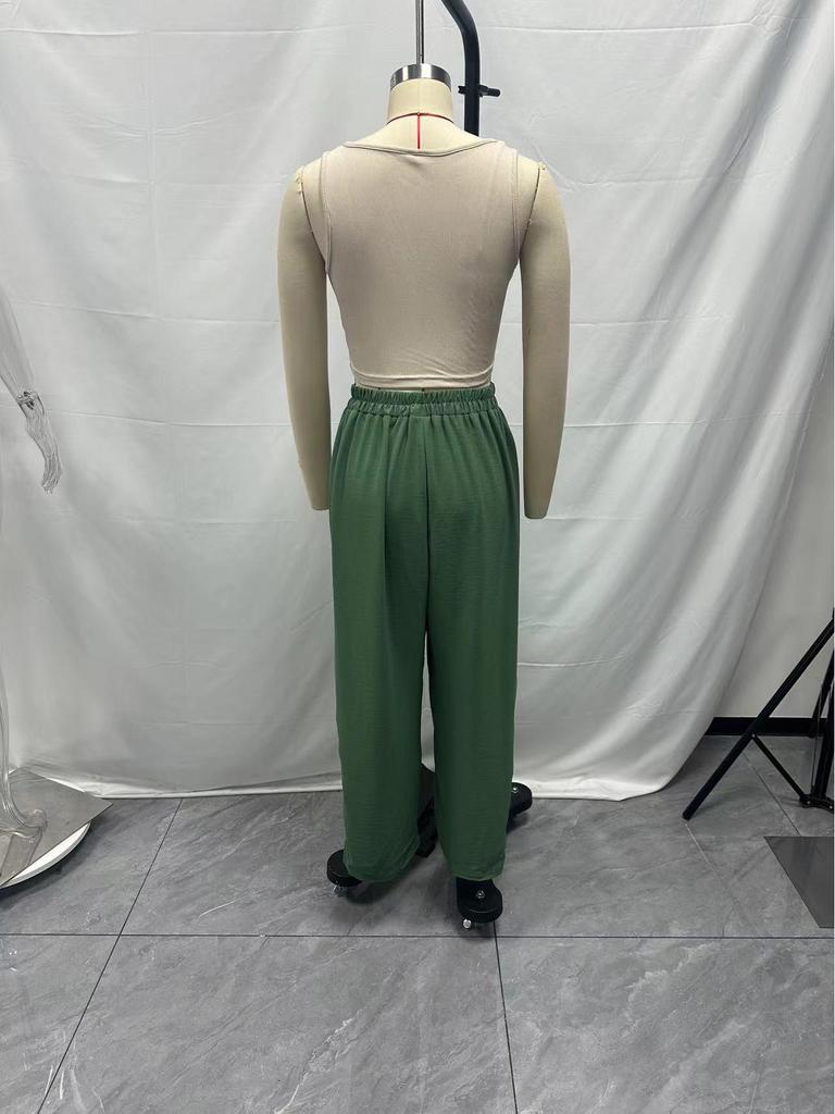 2025 European Autumn/Winter Women's Cotton Linen Wide-Leg Pants with Pockets - Loose & Slimming Design