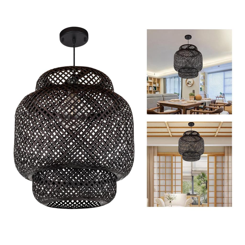 Pendant Light Chandelier Kitchen Lamp Rustic Hanging Bar Modern Design Ceiling Light E27 Hand Weaved for Decor Teahouse