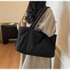 Simple Cotton Shoulder Bag Large Capacity Winter Pleated Tote Bag Textured Shopping Bag Women Handbag