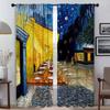 Blackout Kitchen Curtains for Living Room Curtain Van Gogh Home Interior Curtains 2 Pieces Shades Partition Tulle for Bedroom