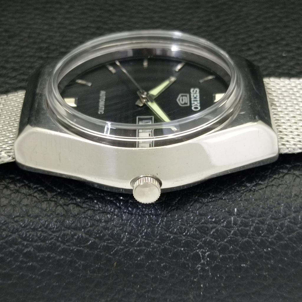 Seiko 5 AUTOMATIC 6309A JAPAN MENS VINTAGE BLACK COLOR DIAL WATCH A701668-5