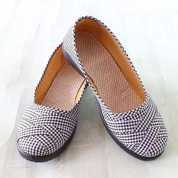 

Женские весенне-осенние туфли из мягкой подошвы на плоской подошве, женские дышащие парусиновые туфли большого размера в полоску 35 чёрный