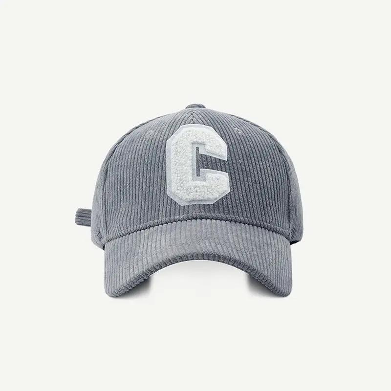 Corduroy Baseball Cap Ladirs Fashion C Letter Snapback Hat Adjustable Casual Hip Hop Cap For Men Outdoor Fishing Jogging